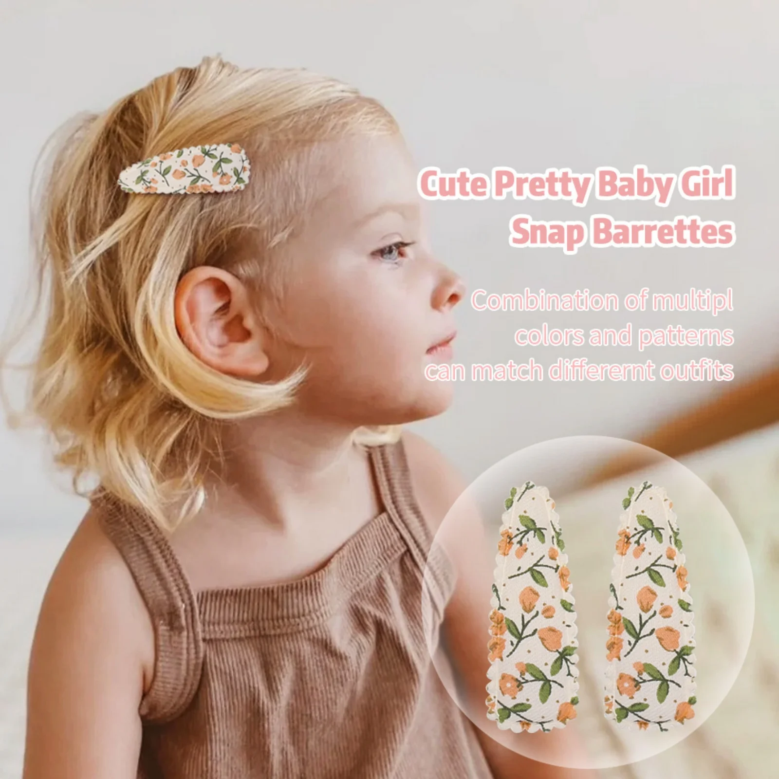 20Pcs Floral Hair Clips Set for Girls, Cute Patterned Hairpins, Colorful Hair Accessories, Perfect for Kids' Hairstyling