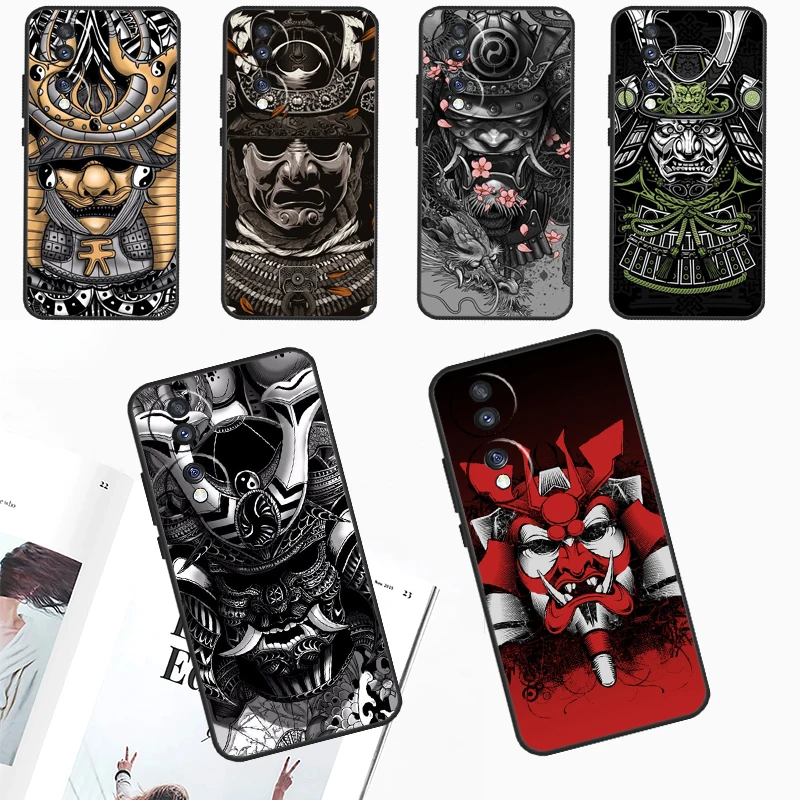 Samurai Japanese Warrior Mask Helmet Per Honor X9B X8B X8A X9A X6A X7A X6 X7 X8 X9 Honor 90 70 50 Magic 5 Lite Magic 6 Pro Case