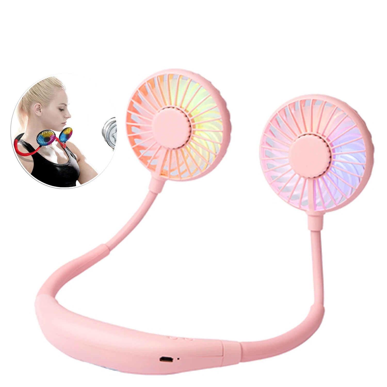 Outdoor Sports Neckband Fan Neck Fans Cooling Wearable Suitable Fan Mini Lazy Person USB Rechargeable Add Aromatherapy