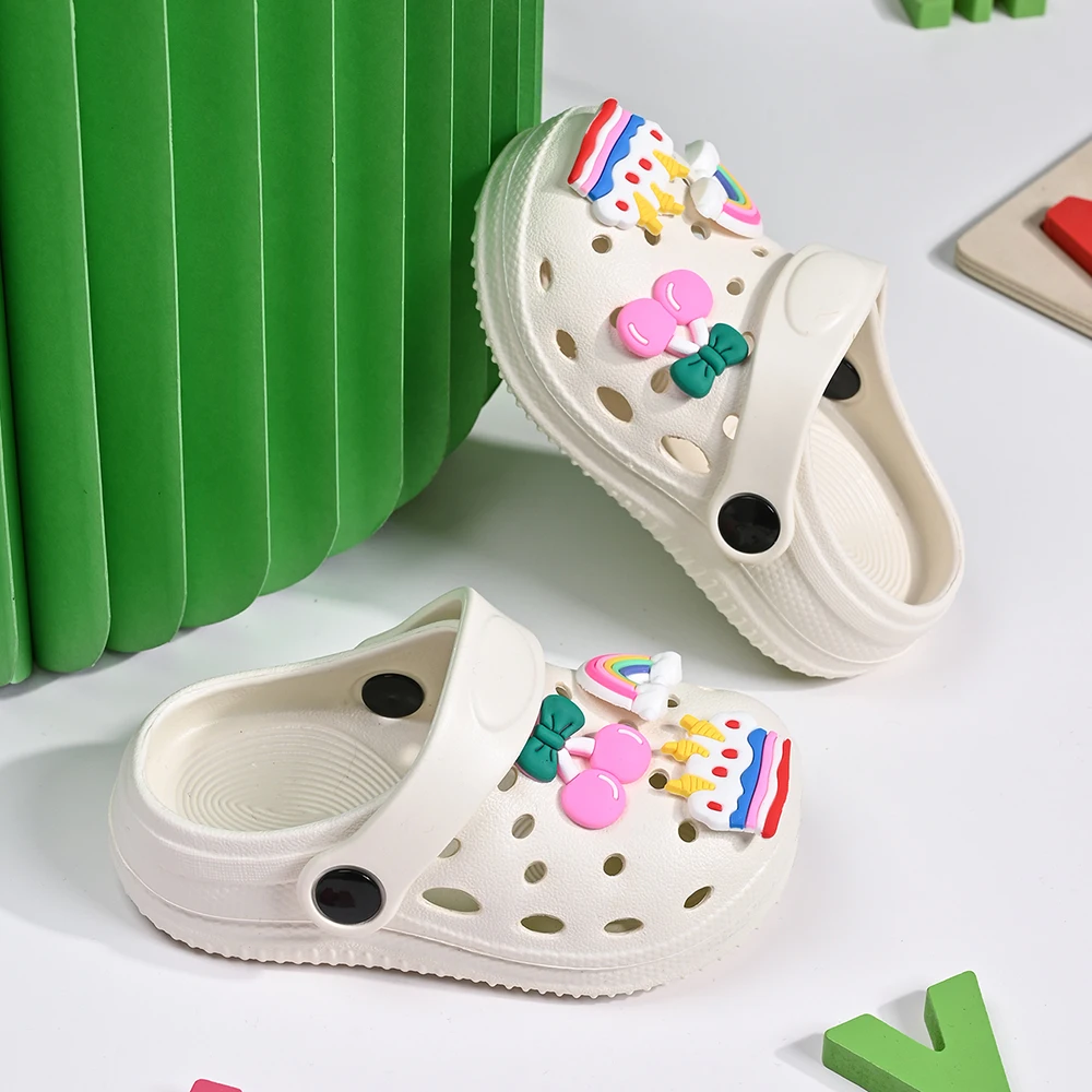 New Summer Children's Slippers Rainbow Cherry Cake Casual Sandals - Breathable Non-Slip for Boys Girls - Home & Beach Wear