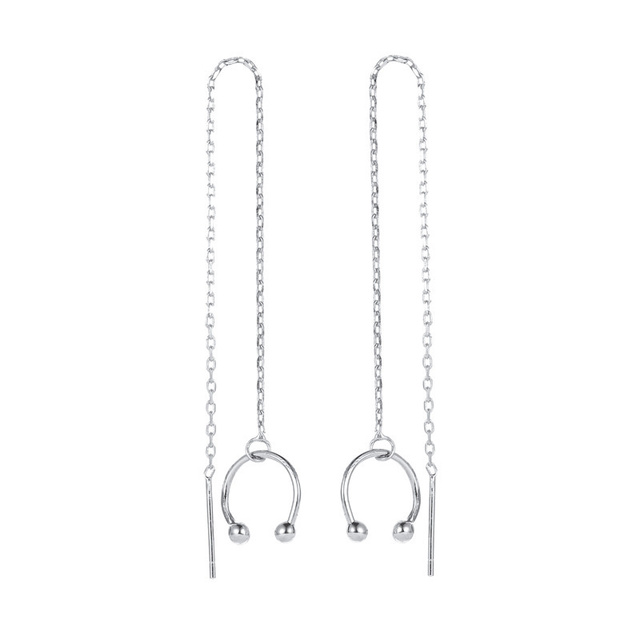 Trend Korean Long Wire Tassel Thread Chain Star Heart Beads Pendants Dangle Drop Earrings Straight Hanging Earings