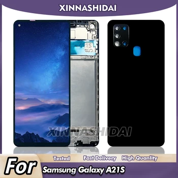 Schermo Display A21S da 6,5", per Samsung Galaxy A21S Display LCD Touch Screen digitale + Cornice + Copribatteria Sostituzione assemblaggio