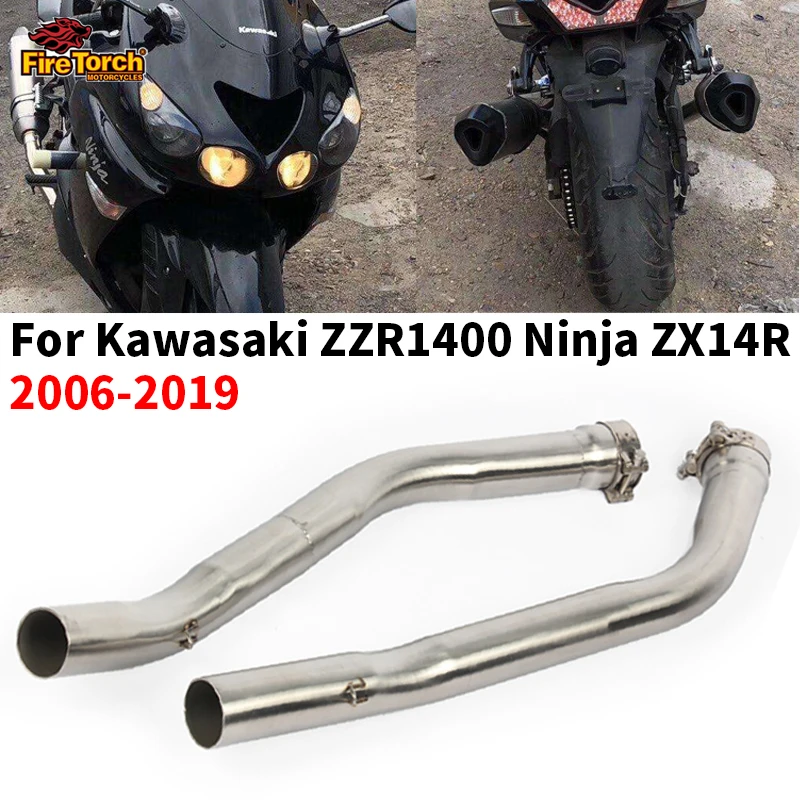 

Motorcycle Exhaust modify Escape Moto Middle Link Pipe Muffler Slip On For Kawasaki ZZR1400 Ninja ZX14R ZX-14R 2006 - 2016