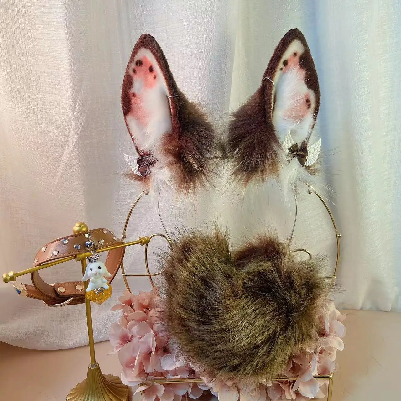 

Brown Rabbit Ear Tail Props for Christmas Carnival Party Adult COS Costume Accessory Comic Show Fans Gift