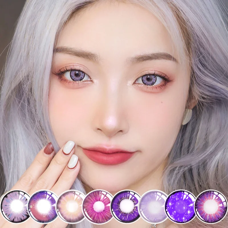 2pcs/pair Yearly Purple Contact Lenses For Eyes Cosplay Halloween Anime Accessories Color Lens
