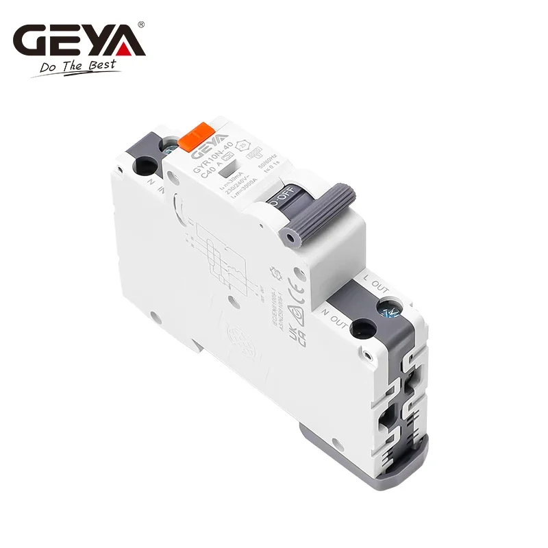 Circuit Breaker GEYA GYR10N-40 Electronic Type RCBO 18mm 230V 1P+N 6KA Residual Current Over Current Protection Max 40A