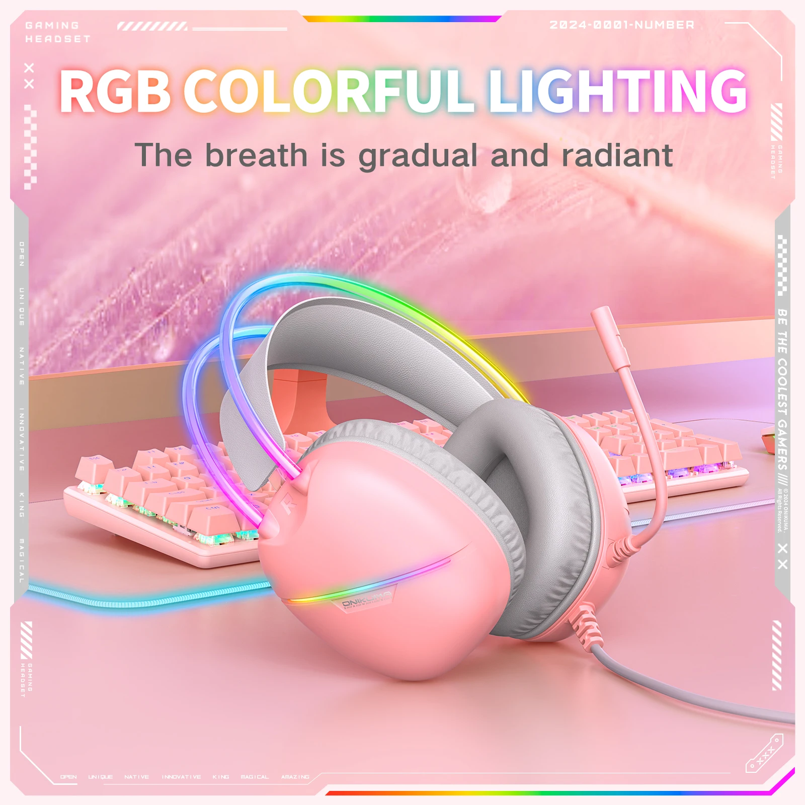 ONIKUMA X33 Gaming-Headset, kabelgebunden, kompatibel mit PC und PS4, mit RGB-Beleuchtung, HD-Mikrofon und flexiblem Ohrhörer für Computer_voghion.com