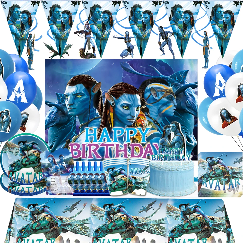 

Avatar The Way of Water Theme для мальчиков, день рождения, искусственная посуда, воздушный шар, Детские праздничные принадлежности