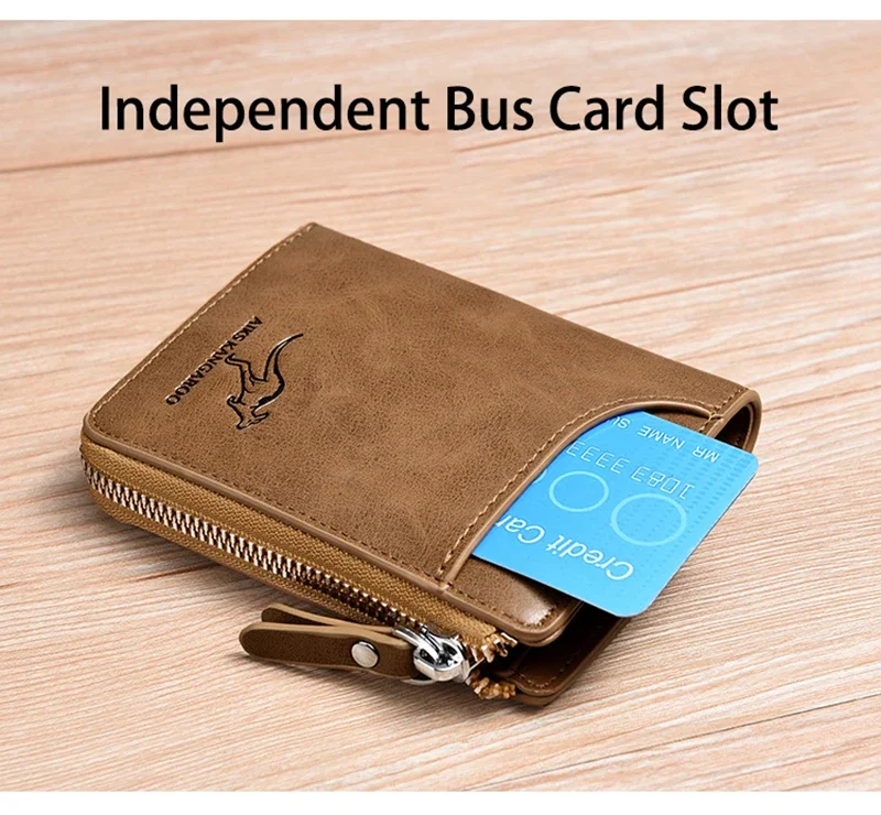 Luxury RFID Blocking Wallet - Mens Zipper Business Card Holder