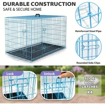 Folding wire kennel for large dog crate 4