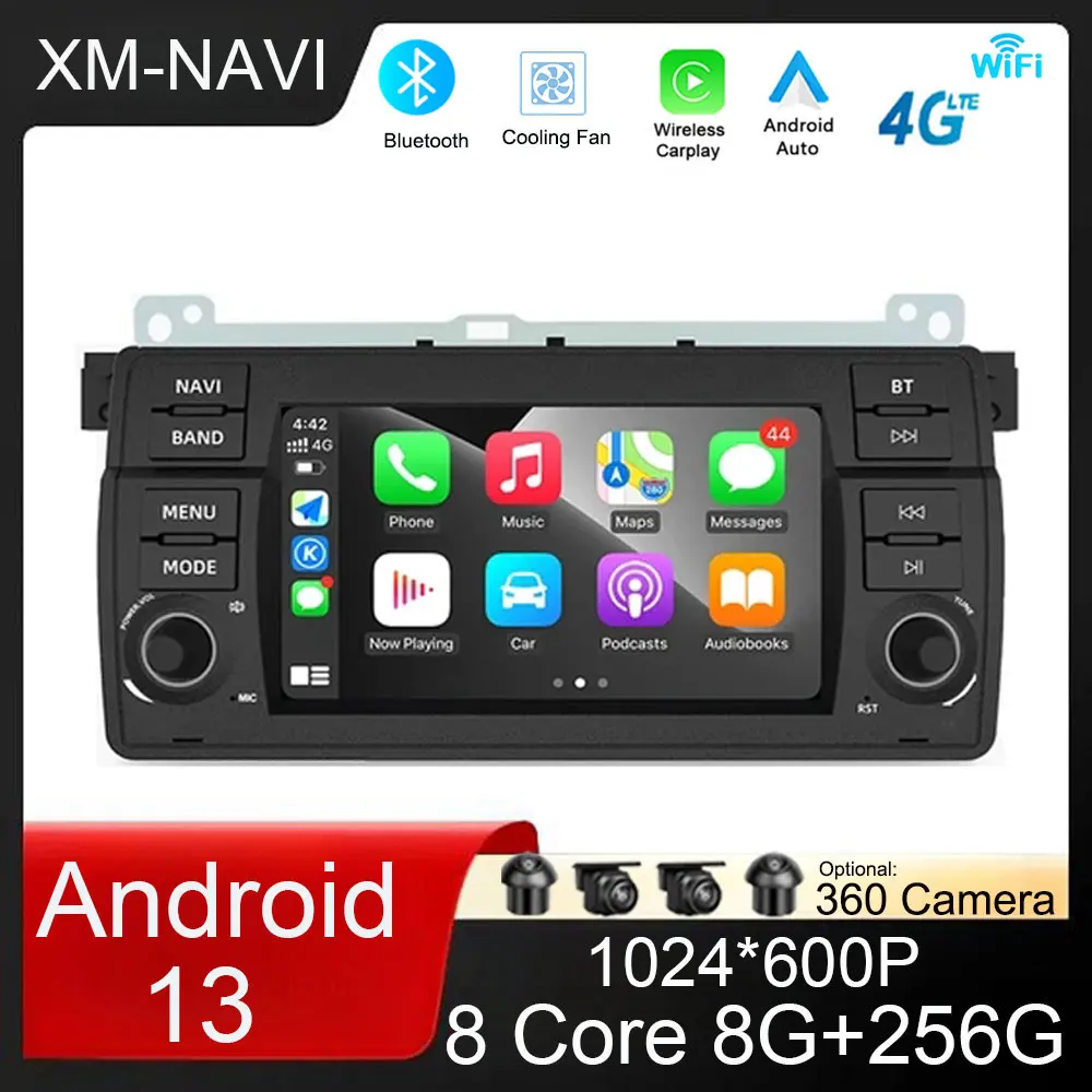 

Android 13 4G Wireless Carplay Android Auto Car Radio For BMW E46 M3 318/320/325/330/335 Multimedia GPS autoradio 4G Fan DSP