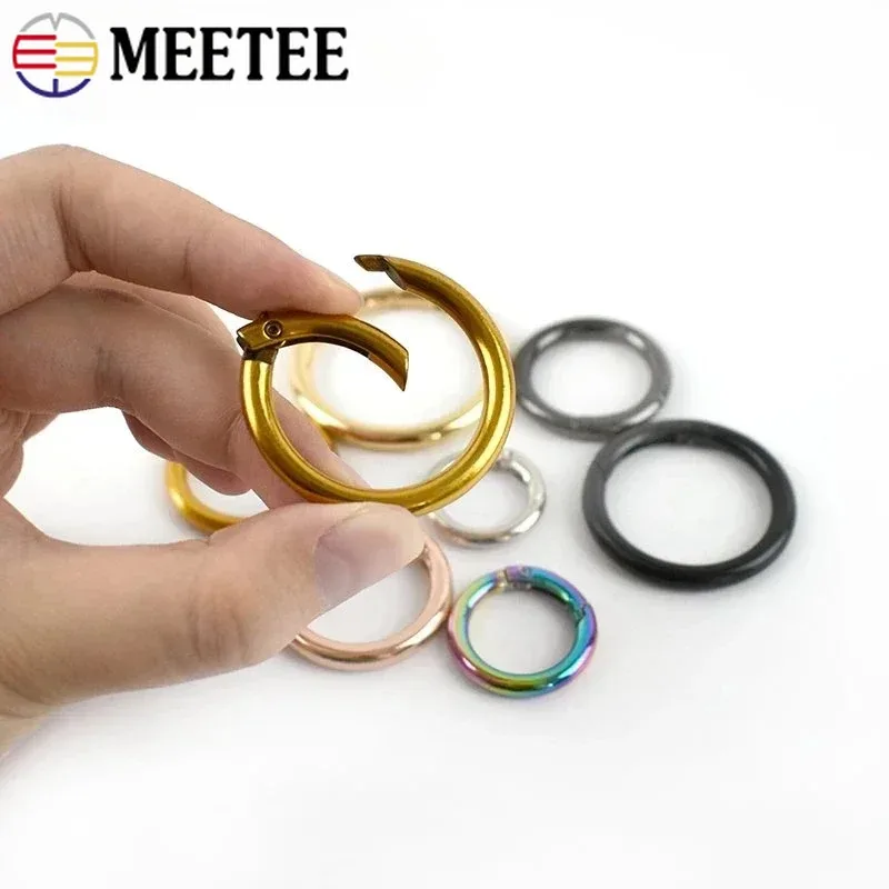 10Pcs 10-38mm Metal O Ring Spring Clasps Openable Round Carabiner Snap Hook Keychain Bag Clips DIY Jewelry Bags Accessories