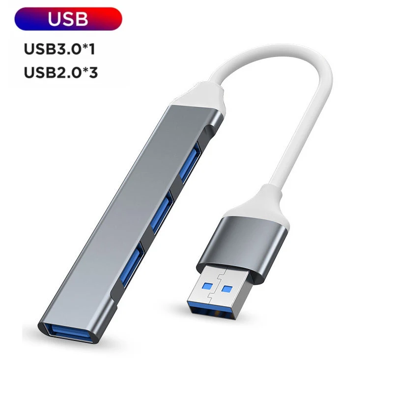 High-Speed USB-A to Type-C 4-Port Hub Adapter with 5Gbps Data Transfer