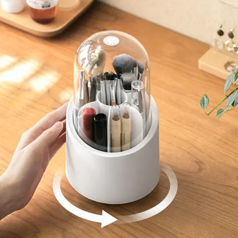 360° Rotating Makeup Brush Storage Box Portable Desktop Cosmetic Organizer  Lipstick Eyebrow Pencil Eye Shadow Brushes Holder - AliExpress