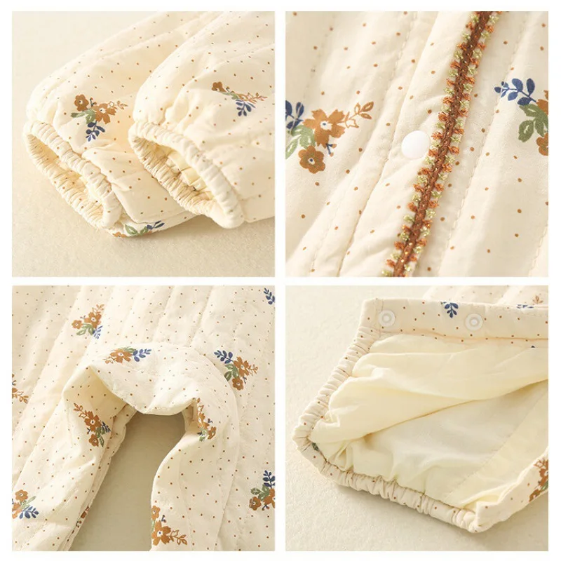 Autumn Baby Girls Silk Wadding Rompers