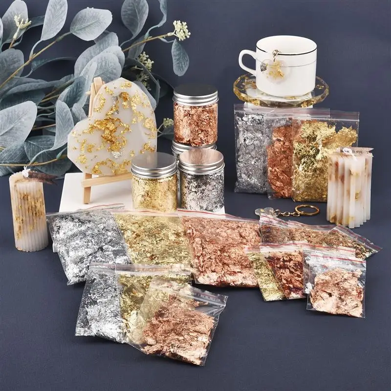 1/3/G Imitation Gold Sliver Copper Foil Sequins Glitters Craft Leaf Flake Sheets Bulk Foil Paper For Gilding DIY Nail Art Decor