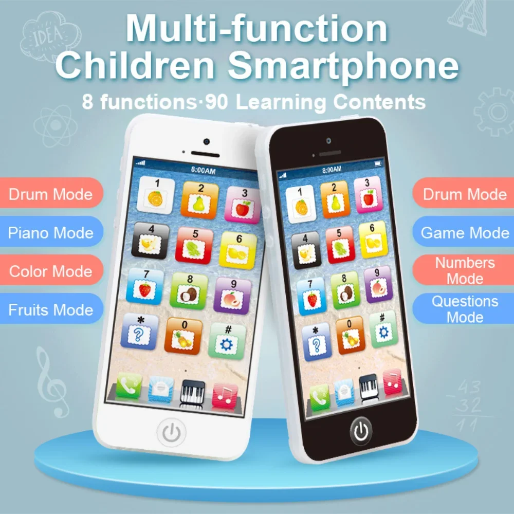 Kid Children Simulation Phone Baby Musical Early Educational Toys English Learning Cellphone with Light Sound Mobile Vocal Toy 2