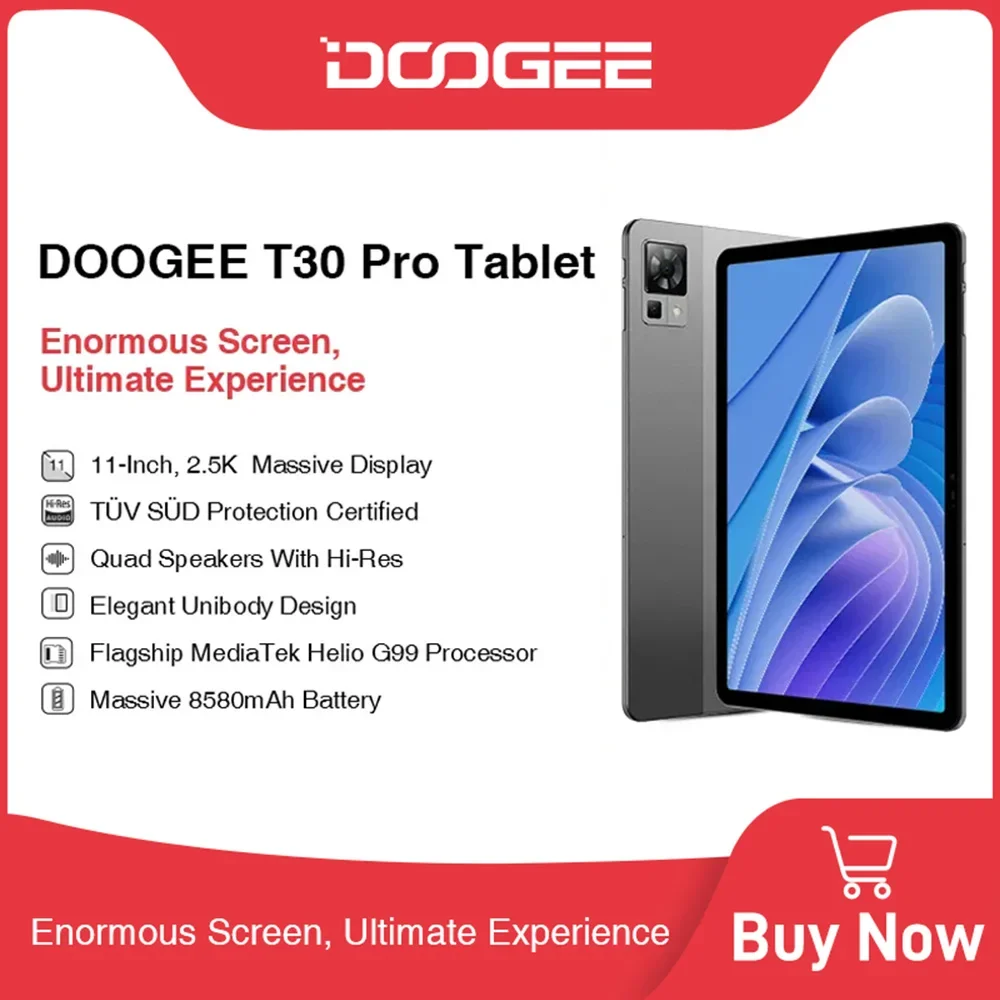 New DOOGEE T30 Pro 11 2.5K Display Tablet 15GB+256GB Android 13 Tablet  4G+WiFi