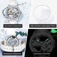 OLEVS Couple montres Original entièrement Transparent squelette automatique montres mécaniques pour hommes femmes amoureux cadeau montres de luxe 6