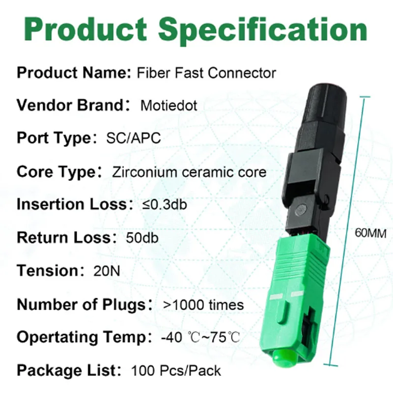 FASO 50/100Pc SC APC/UPC Embedded Fiber Optic Fast Connector SM  Fiber Optic SC Quick Connector Free Shipping