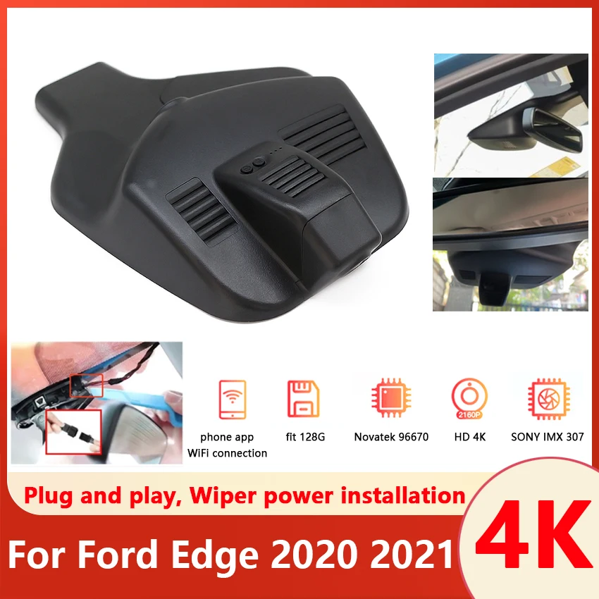 

Easy to install Car DVR Wifi Video Recorder Dash Cam Camera Night Vision High Quality UHD 2160P 170°FOV For Ford Edge 2020 2021