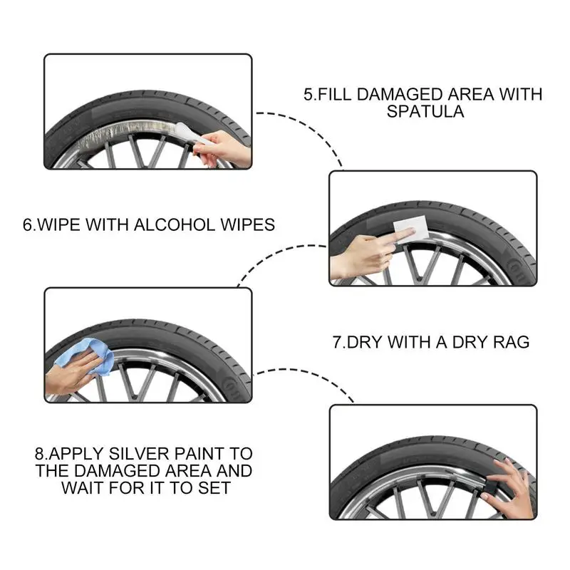 Multifunctional Wheel Repair Adhesive Kit Car Care Touchup Adhesive Quick Fix Tire Rim Scratch Remover Vehicle Accessories