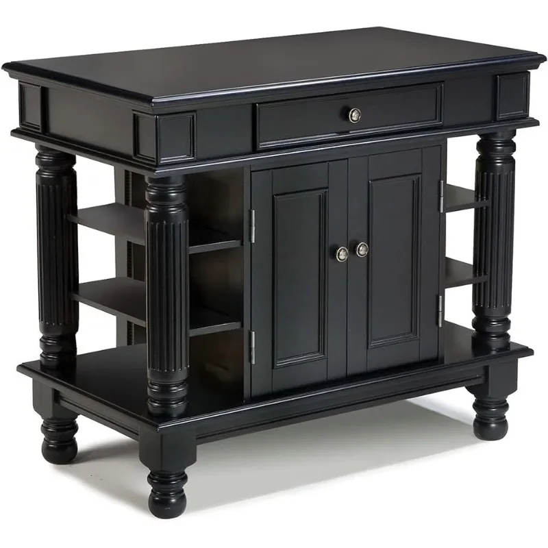 

Homestyles Americana Black Kitchen Island with Open Shelving by Home Styles