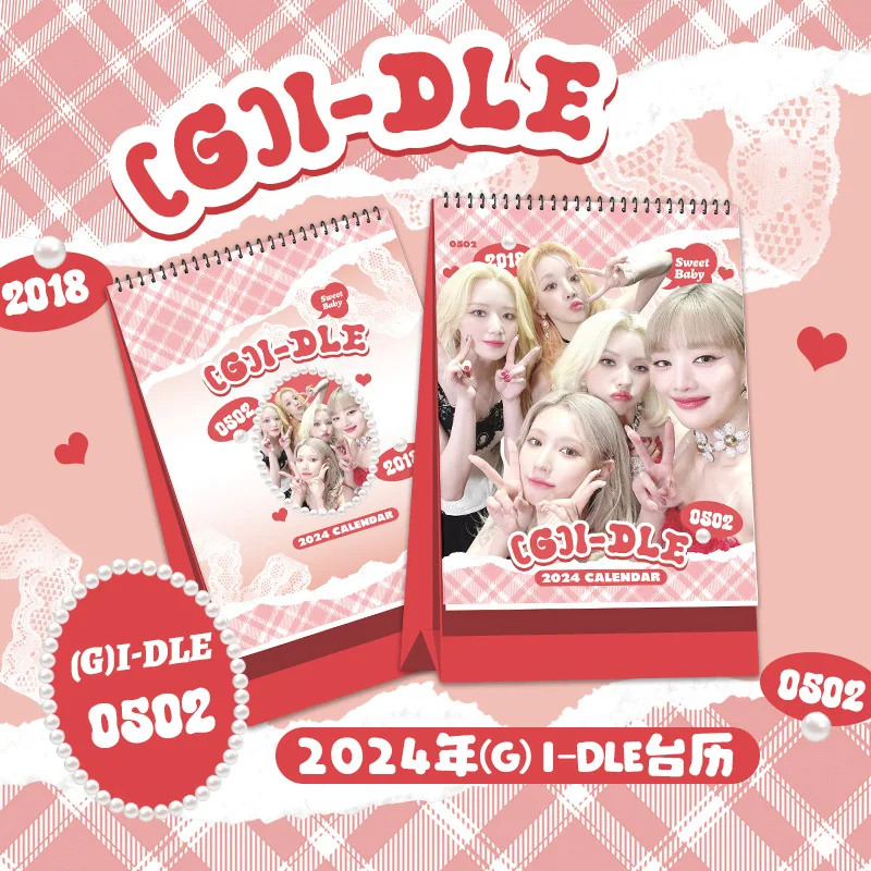 

New Kpop Hot Girls Group (G)I-DLE 2024 Surrounding New Year Calendar Decorative Desktop Calendar YUQI Minnie MiYeon Soyeon Shuha