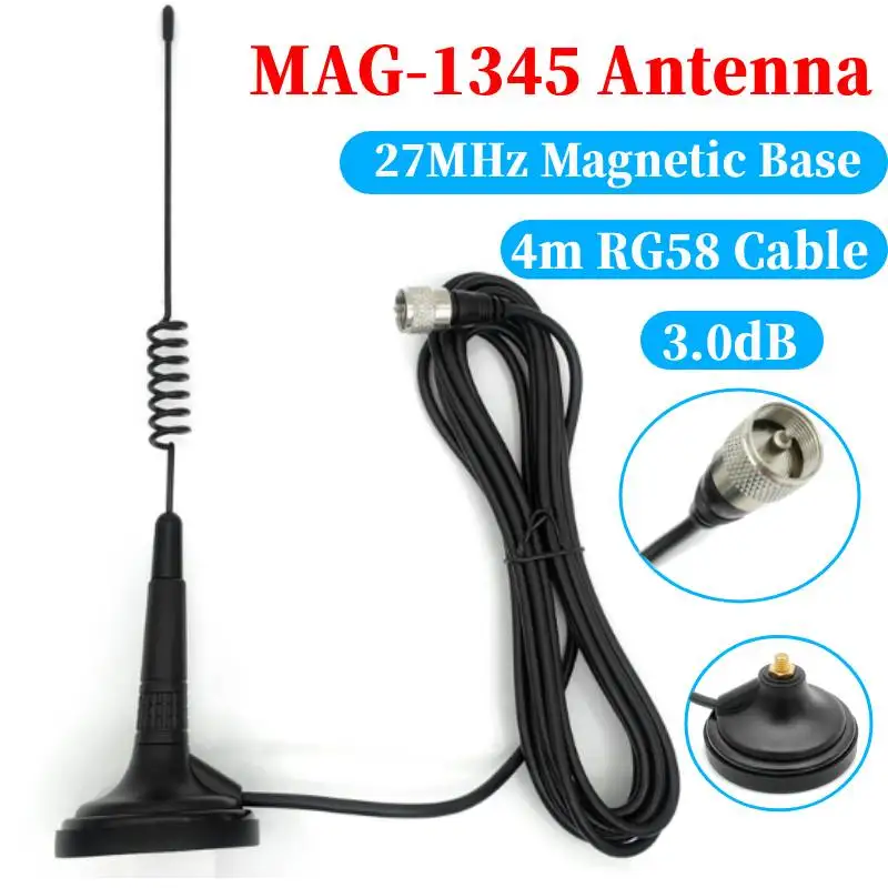 27MHz CB 라디오 안테나 PL259 & BNC 남성형 마그네틱 베이스 (코브라..