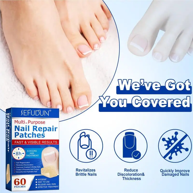 Toenail Patches Nail Repair Extra Strength Patches For Toenail Fingernail Non-Irritating And Breathable Nail Repair Renewal Nail Repair Toenail Fungus Patch Nail Problem Solving Foot Care Patches