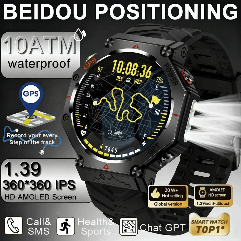 2026 T-Rex 3 Ultra Military GPS Smart Watch for Men 10ATM Waterproof with Built-in Dual-band GNSS Compass Military Sport Smartwa