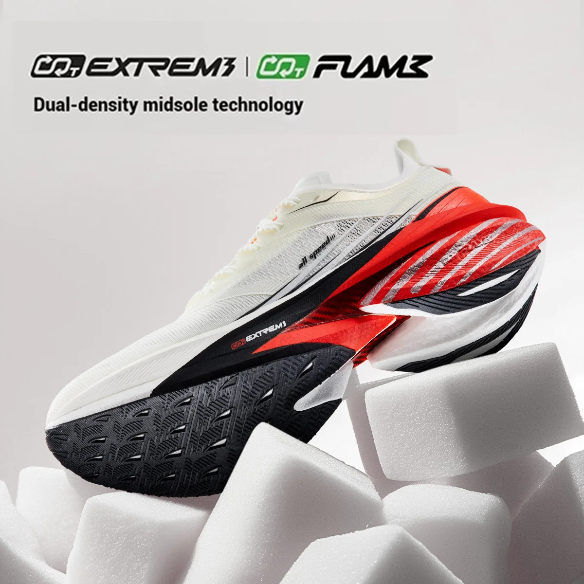 Chaussures De Running 361° FEISU - Homme - US 9.5 / EU 43.5 - Blanc/Rouge - Respirantes
