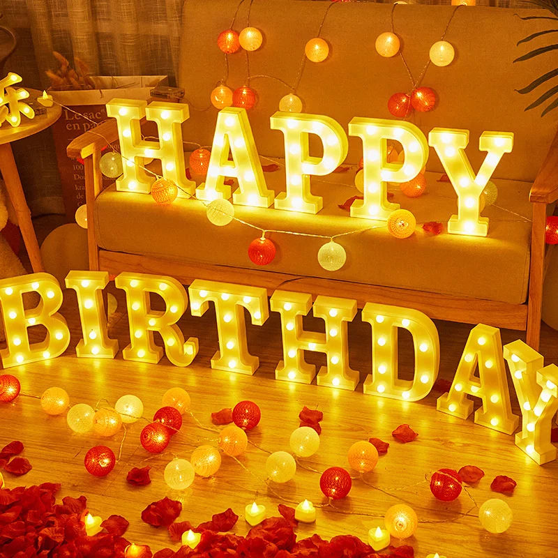 

Alphabet Light Christmas Gift LED Luminous Letter Light Number Lamp Wedding Birthday Love Anniversary Decoration Led Night Light