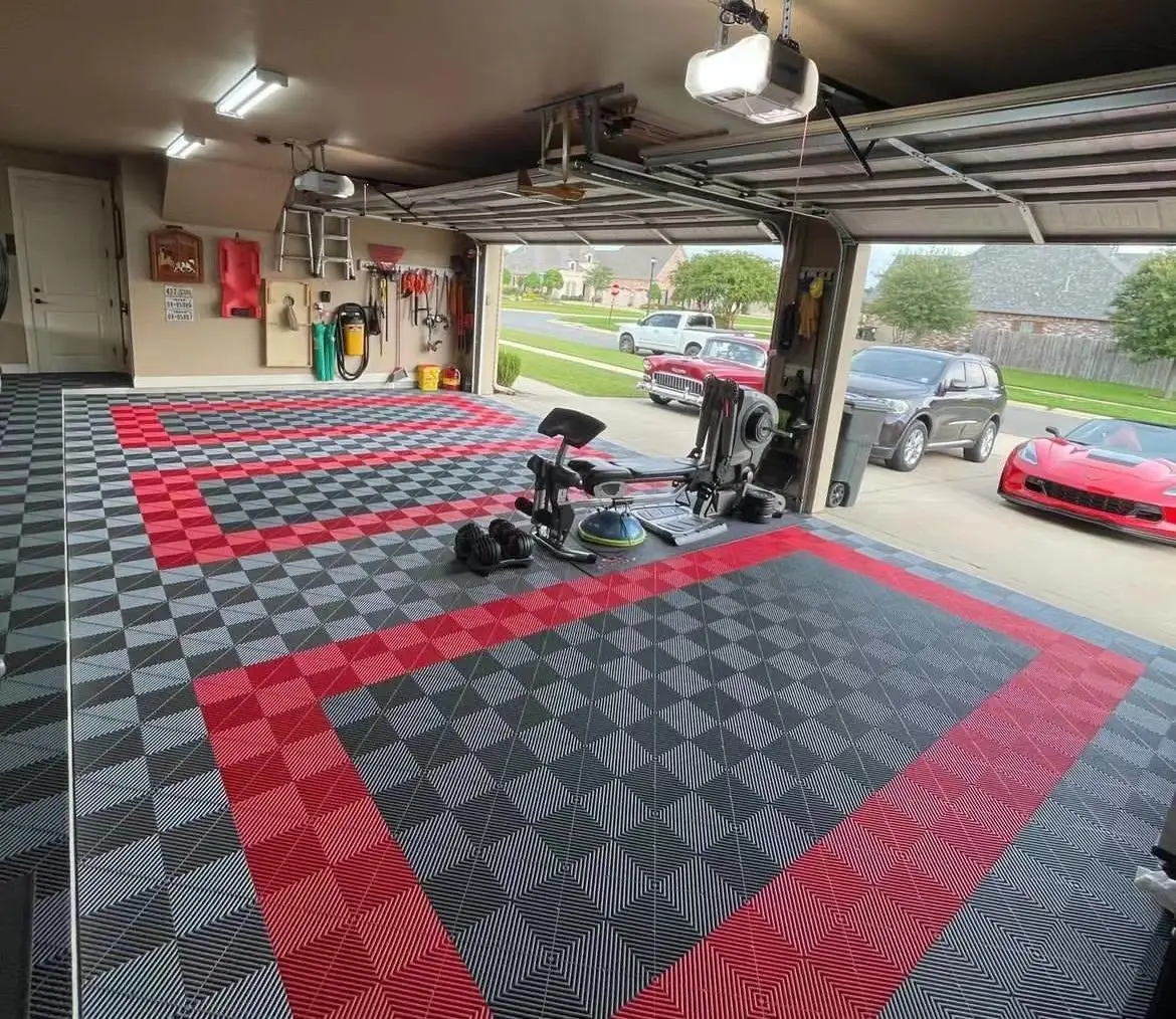 Carreaux de sol intégrés à emboîtement, faux tapis en bois en forme de  bricolage pour jardin, cour, garage étanche, tapis de lavage de voiture,  11.7