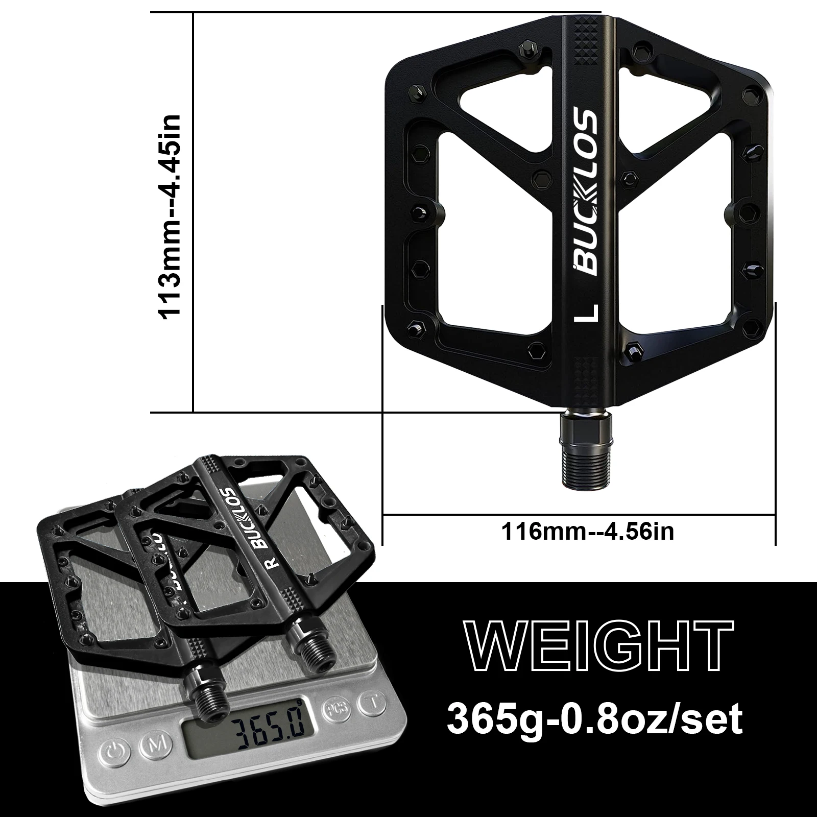 BUCKLOS Durable Nylon Flat Bike Pedals with Sealed Bearings