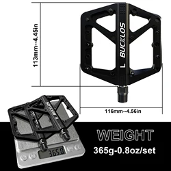 BUCKLOS Durable Nylon Flat Bike Pedals with Sealed Bearings (Black)