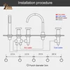 Bathtub Mixer Faucets Triple Handle Bath Tub Deck Mounted 5 Hole Water Crane Cold and Hot with Hand Shower Black Chrome Gold 6
