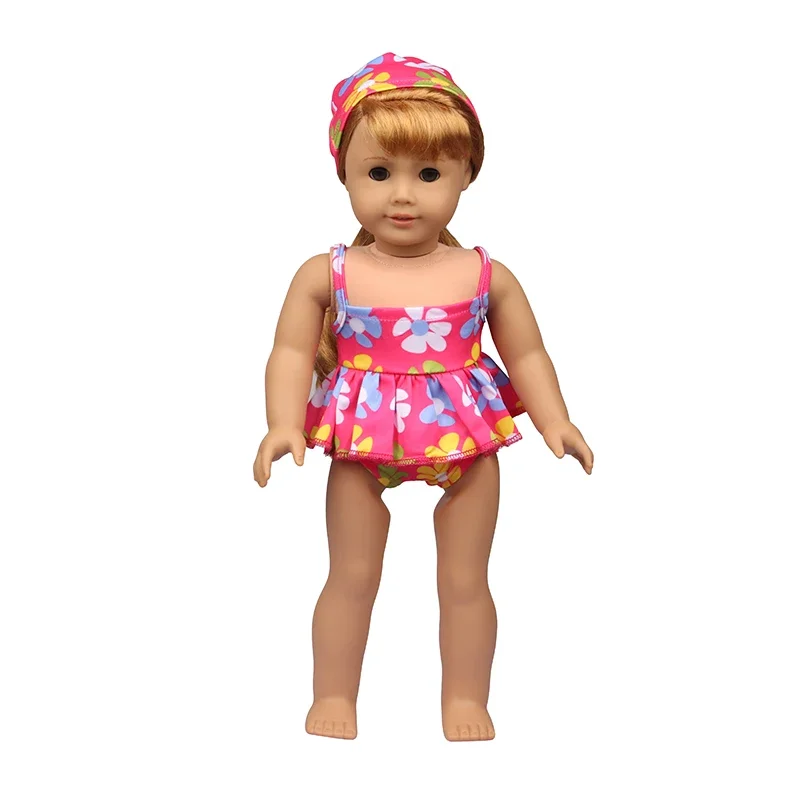   인형 옷 수영복, 꽃, 무지개, 동물 스윈수트 액세서리, 18 인치 미국 및 OG 소녀 인형 장난감, 43 cm