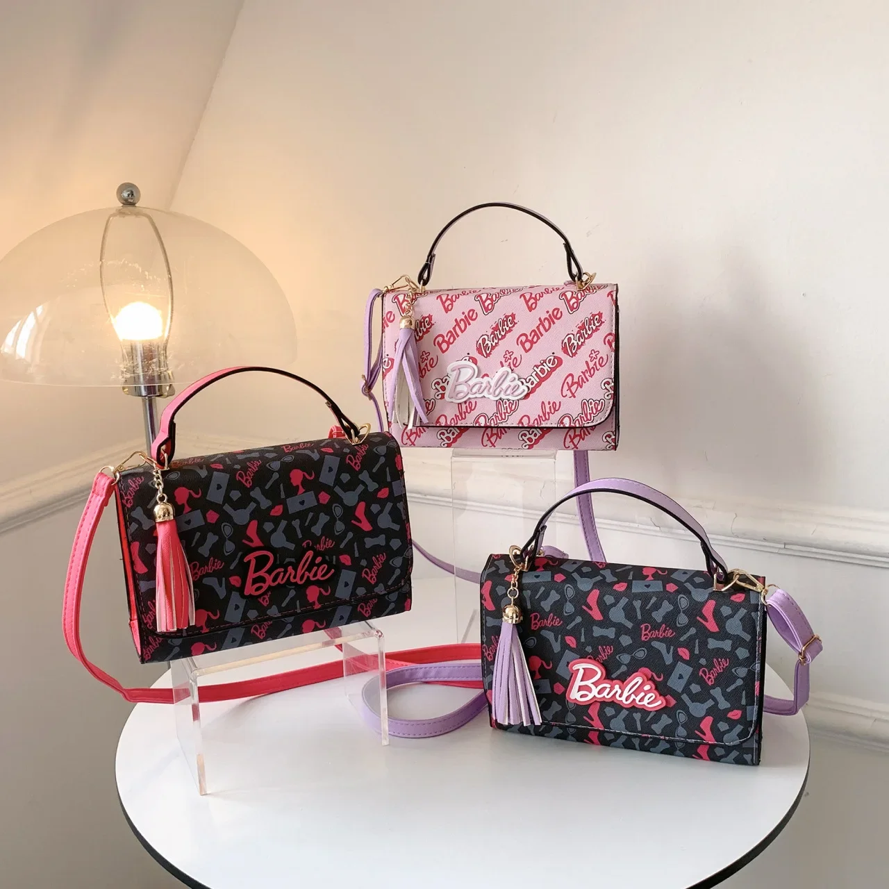 

Barbie Women's Bag Shoulder Bag Girls Pink Fashion Barbie Print Messenger Bag Large Capacity Handbag Crossbody Bag Birthday Gift