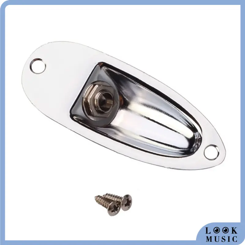 Look Electric Guitar Jack Plug Instruments Input Jack Plate Stile Barca Fai Da Te Per Fende R Stratocaster St Electric Guitarra Chrome