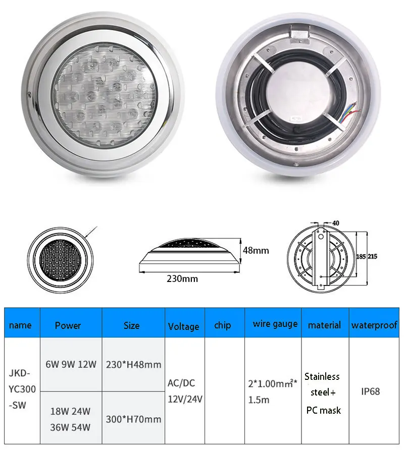 6W 9W 12W LED Lens Swimming Pool Lamp IP68 Waterproof Wall Mount 12V Outdoor RGB Underwater Light Round Fountain Colorful Light 6