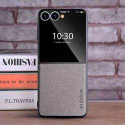 Premium Luxury Textile Leather Case for Samsung Galaxy Z Flip Series (Light Gray)