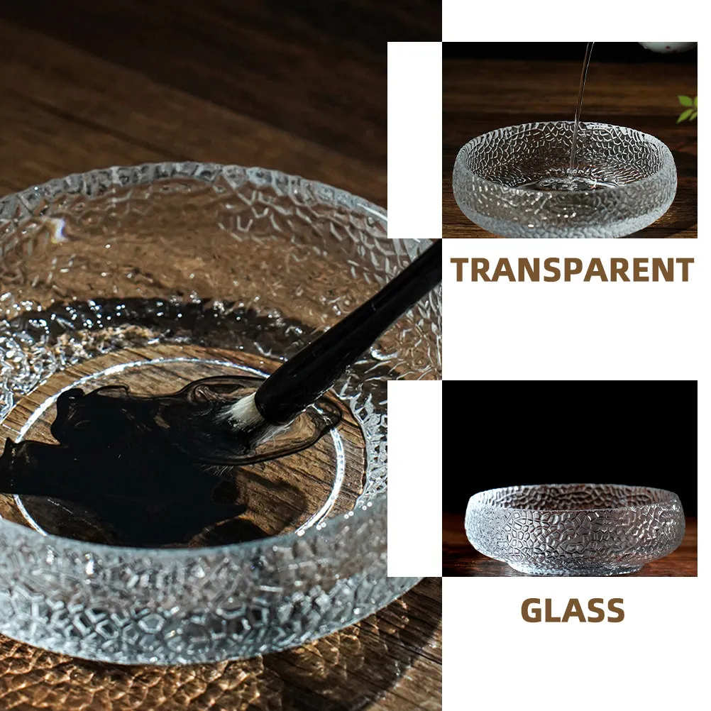 유리 잉크 브러쉬 세척기 독창적인 패턴 펜 클리너 브러쉬 세척 그릇 서예 필기구 클래식 잉크 용기