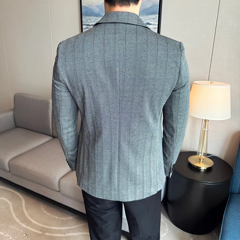 British Style Slim Fit Striped Suit Jacket High-quality Korean Version Business Formal Suit Groom's Wedding Dress Jacket 4XL-M