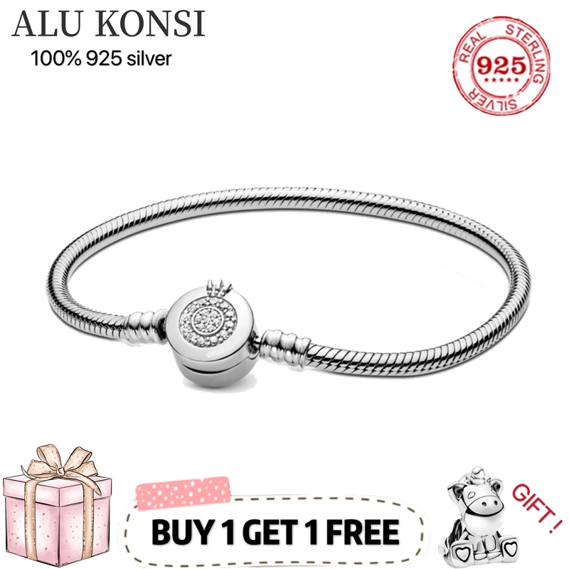 BAMOER TOP SALE Authentic 100% 925 Sterling Silver Snake Chain Bangle &  Bracelet for Women Luxury Jewelry 17-22CM PAS902 - AliExpress