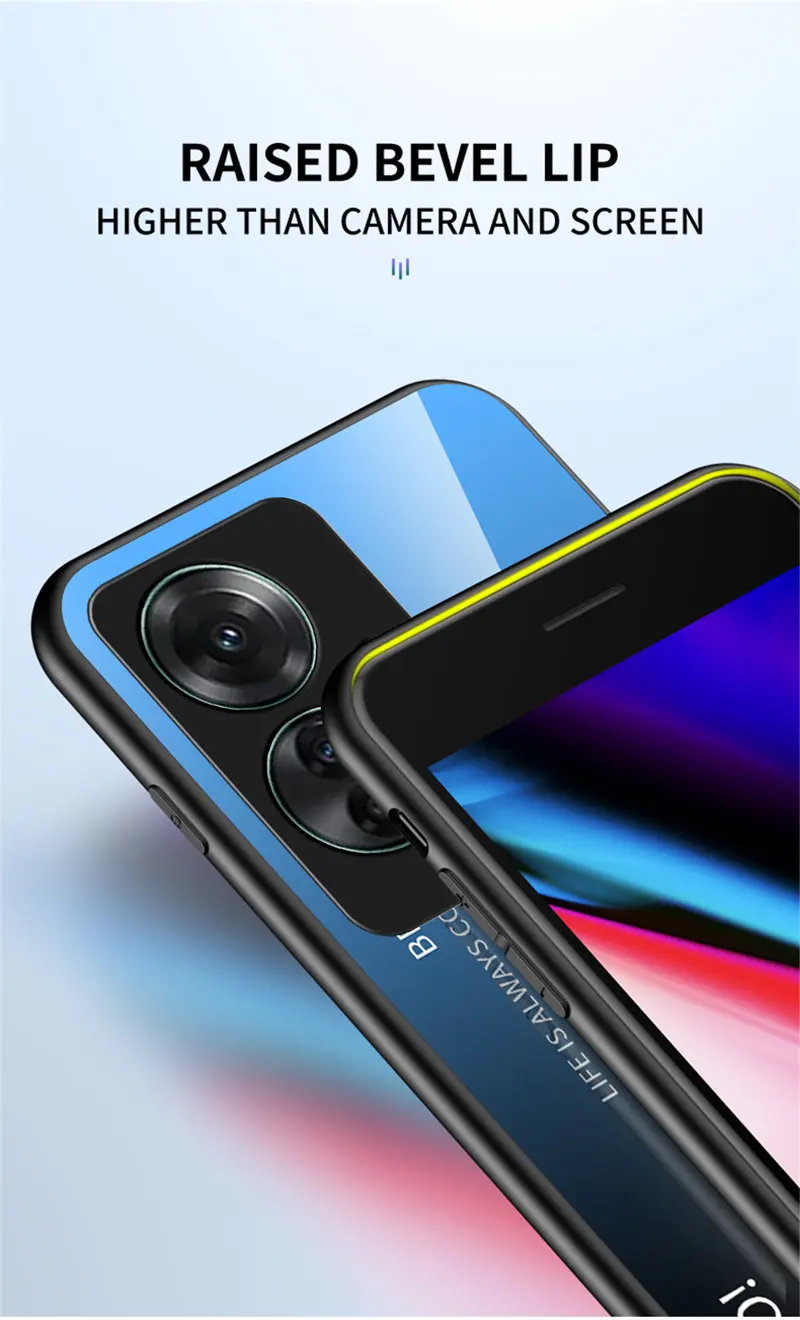 Gradient Tempered Glass Shockproof Hard Back Phone Case