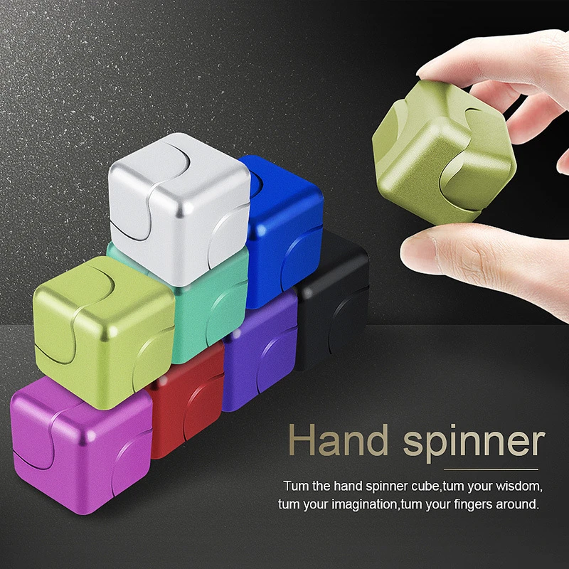 Colorful Small Square Fidget Spinner Fingertip Gyro Metal Aluminum Alloy Cube Finger