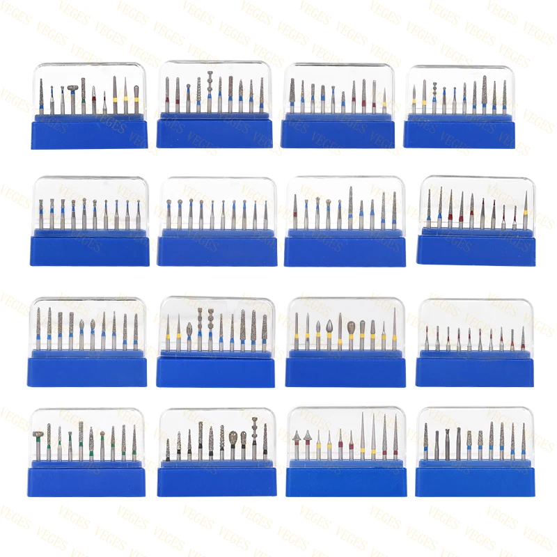 Dental Burs Set FG Diamond Burs Drills For High Speed handpiece Diamond Abrade Crown Cavity Preparation 10 pcs/box