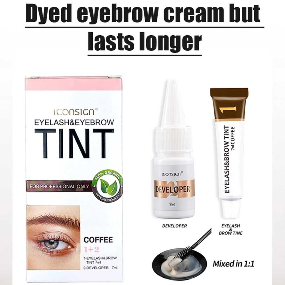 ICONSIGN Eyelashes and Eyebrow Tint Dye Professional Eyebrow Dye Waterproof Long-lasting Eyebrow Brow Kit Semi Permanent Eyebrow