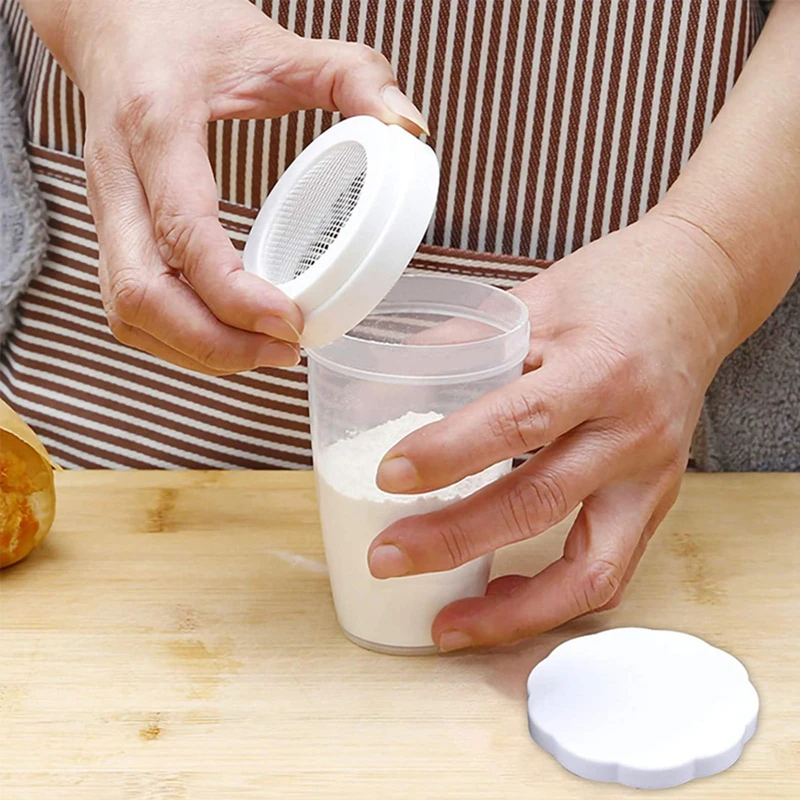 Powder Sugar Shaker With Lid Cocoa Flour Sifter Fine-mesh Icing Sugar Can Fancy Coffee Dredger Chocolate powder sieve,flour sifter,powder sugar shaker